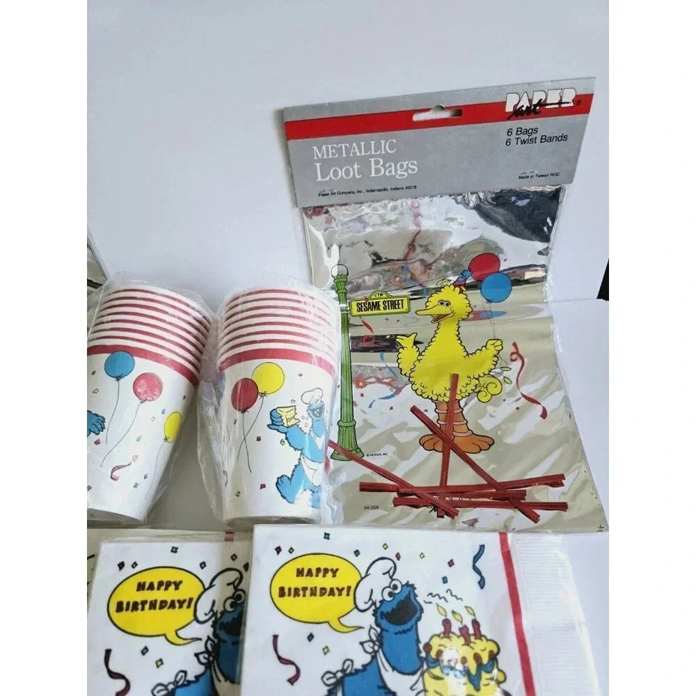 Sesame Street Big Bird Cookie Monster Vintage Birthday Party Supplies Lot Of 12 - Picture 4 of 9